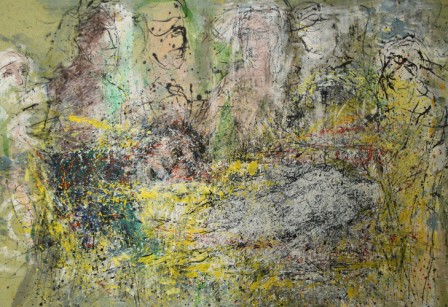 Gerda Lepke, Grablegung I, 2010, Öl auf Leinwand, 145 x 210 cm